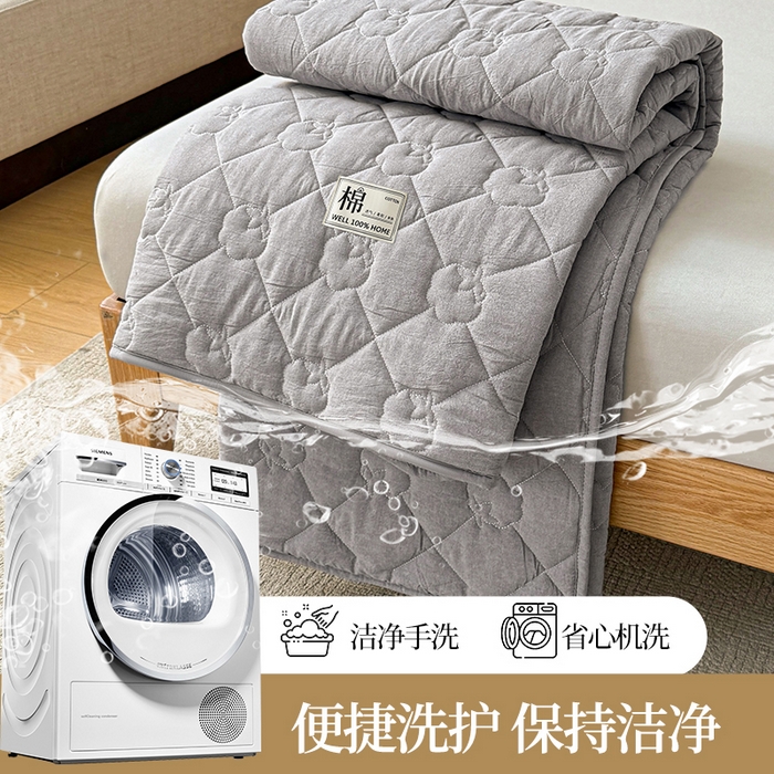 91家纺网 家纺一手货源 找家纺 西域种棉人·千百笠 2025新款A类抗菌里外全棉纯棉100%新疆棉花填充床护垫床褥子单人双人学生垫 夏洛软垫-灰