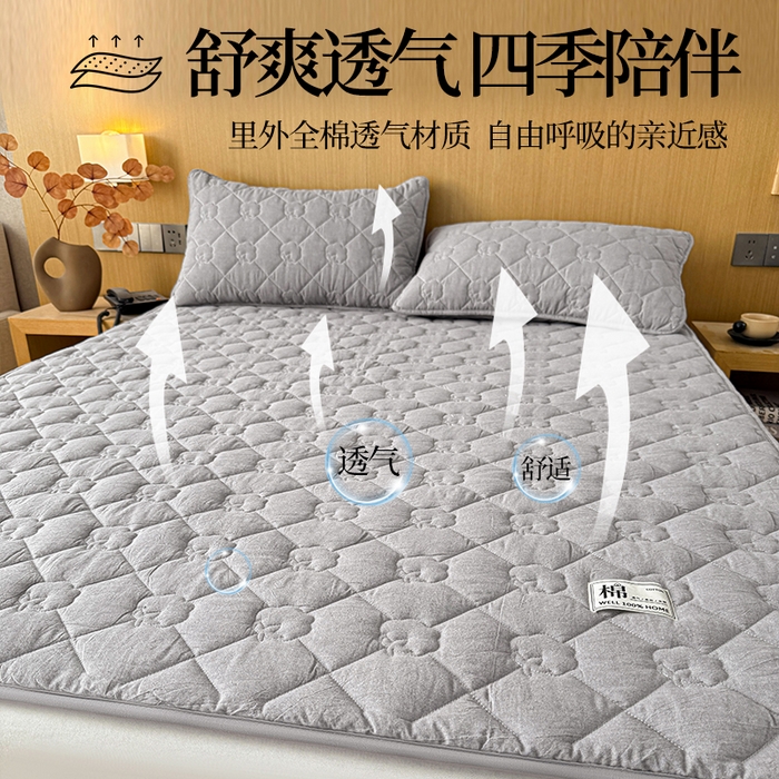 91家纺网 家纺一手货源 找家纺 西域种棉人·千百笠 2025新款A类抗菌里外全棉纯棉100%新疆棉花填充床护垫床褥子单人双人学生垫 夏洛软垫-灰