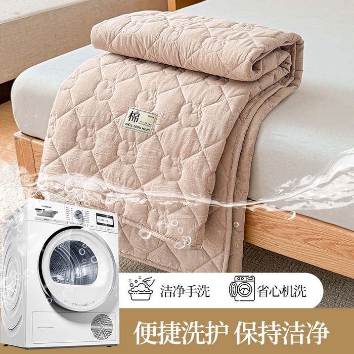 91家纺网 家纺一手货源 找家纺 西域种棉人·千百笠 2025新款A类抗菌里外全棉纯棉100%新疆棉花填充床护垫床褥子单人双人学生垫 夏洛软垫-咖