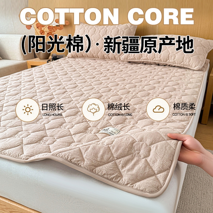 91家纺网 家纺一手货源 找家纺 西域种棉人·千百笠 2025新款A类抗菌里外全棉纯棉100%新疆棉花填充床护垫床褥子单人双人学生垫 夏洛软垫-咖