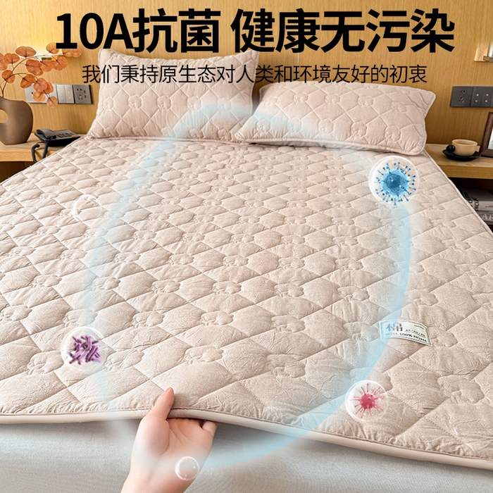 91家纺网 家纺一手货源 找家纺 西域种棉人·千百笠 2025新款A类抗菌里外全棉纯棉100%新疆棉花填充床护垫床褥子单人双人学生垫 夏洛软垫-咖