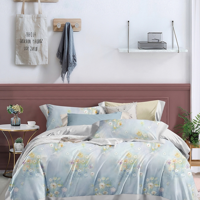 91家纺网 家纺一手货源 找家纺 威克凯丽 2025新款60兰精天丝系列四件套 浅晴-绿