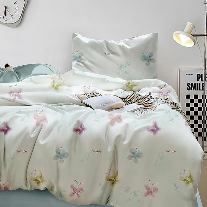 91家纺网 家纺一手货源 找家纺 威克凯丽 2025新款60兰精天丝系列四件套 润蝶-兰