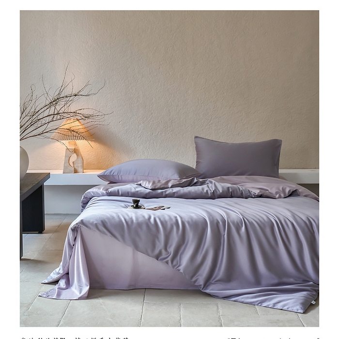威克凯丽 2025新款60纯色天丝棉四件套 紫萱