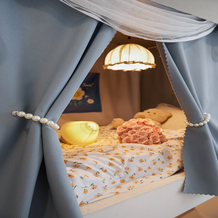 91家纺网 家纺一手货源 找家纺 飞轮海蚊帐2025新款加高全底棉麻花边蚊帐XZ-98 回底 全底 加高1.2  6面全包 灰蓝