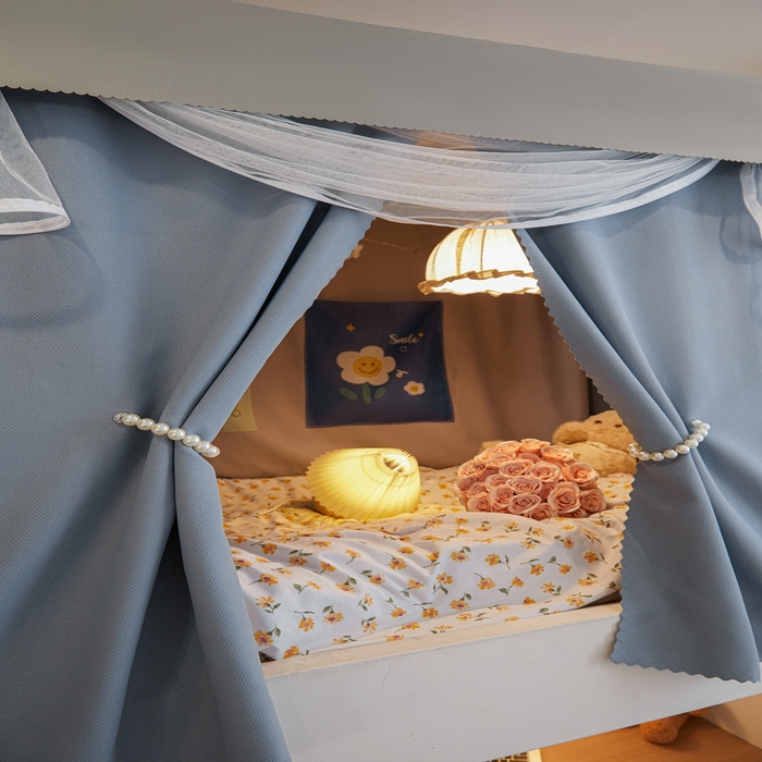 91家纺网 家纺一手货源 找家纺 飞轮海蚊帐2025新款加高全底棉麻花边蚊帐XZ-98 回底 全底 加高1.2  6面全包 灰蓝