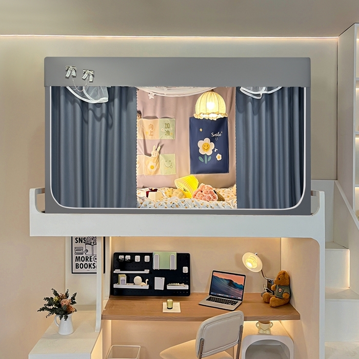 91家纺网 家纺一手货源 找家纺 飞轮海蚊帐2025新款加高全底棉麻花边蚊帐XZ-98 回底 全底 加高1.2  6面全包 灰蓝