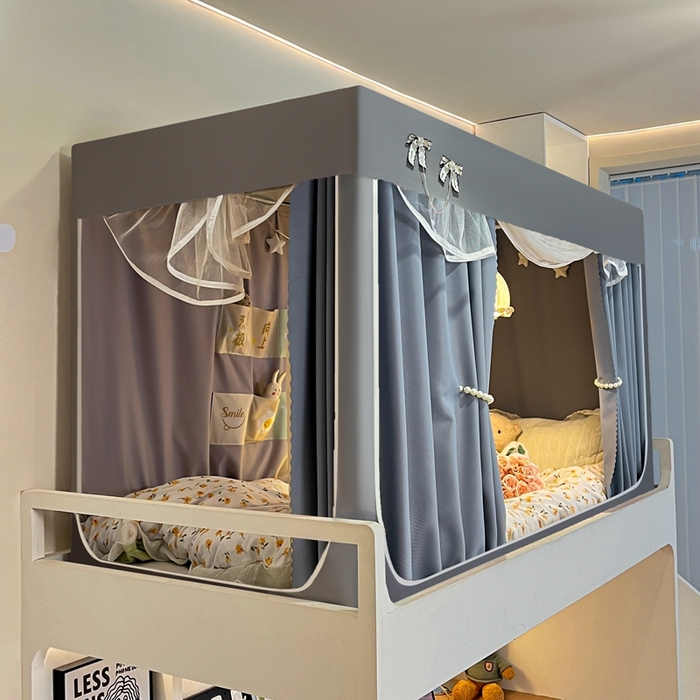 91家纺网 家纺一手货源 找家纺 飞轮海蚊帐2025新款加高全底棉麻花边蚊帐XZ-98 回底 全底 加高1.2  6面全包 灰蓝