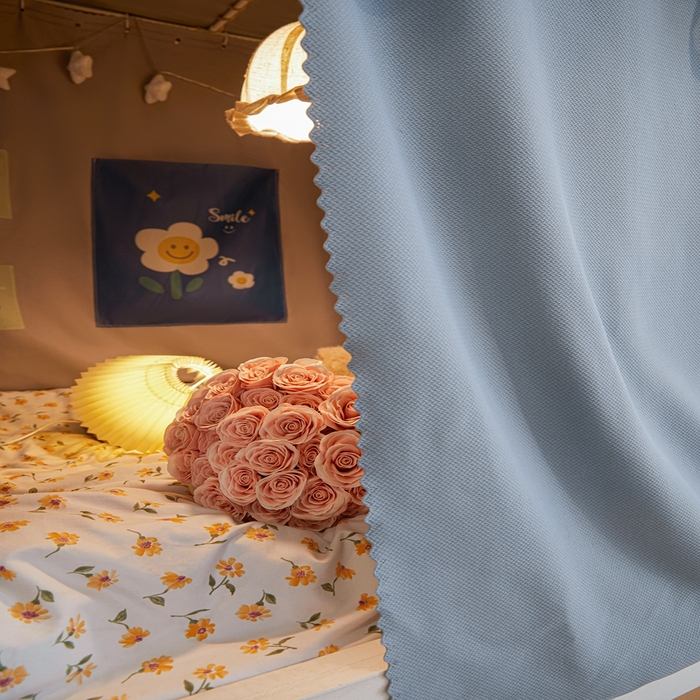 91家纺网 家纺一手货源 找家纺 飞轮海蚊帐2025新款加高全底棉麻花边蚊帐XZ-98 回底 全底 加高1.2  6面全包 灰蓝