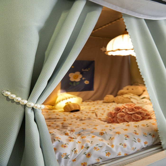 91家纺网 家纺一手货源 找家纺 飞轮海蚊帐2025新款加高全底棉麻花边蚊帐XZ-98 回底 全底 加高1.2  6面全包 灰绿