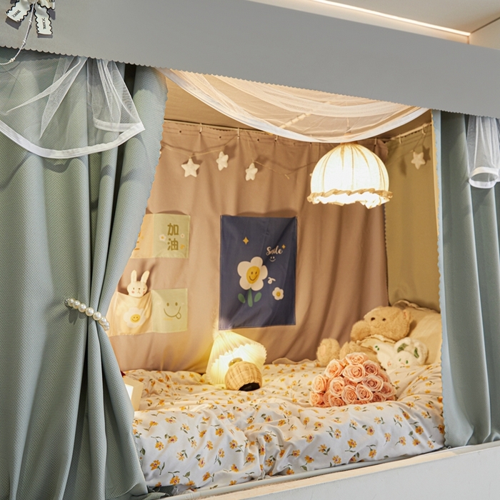 91家纺网 家纺一手货源 找家纺 飞轮海蚊帐2025新款加高全底棉麻花边蚊帐XZ-98 回底 全底 加高1.2  6面全包 灰绿