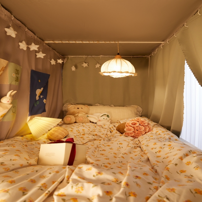 91家纺网 家纺一手货源 找家纺 飞轮海蚊帐2025新款加高全底棉麻花边蚊帐XZ-98 回底 全底 加高1.2  6面全包 灰绿