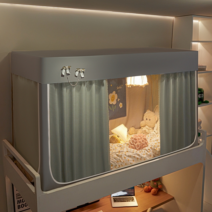 91家纺网 家纺一手货源 找家纺 飞轮海蚊帐2025新款加高全底棉麻花边蚊帐XZ-98 回底 全底 加高1.2  6面全包 灰绿