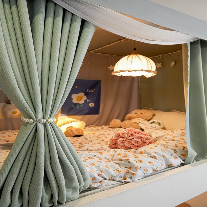 91家纺网 家纺一手货源 找家纺 飞轮海蚊帐2025新款加高全底棉麻花边蚊帐XZ-98 回底 全底 加高1.2  6面全包 灰绿