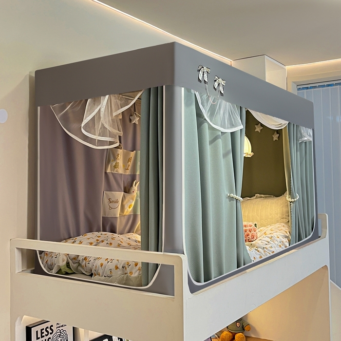 91家纺网 家纺一手货源 找家纺 飞轮海蚊帐2025新款加高全底棉麻花边蚊帐XZ-98 回底 全底 加高1.2  6面全包 灰绿