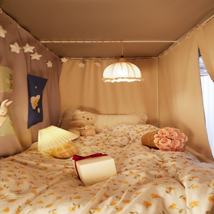 91家纺网 家纺一手货源 找家纺 飞轮海蚊帐2025新款加高全底棉麻花边蚊帐XZ-98  回底 全底 加高1.2 灰米