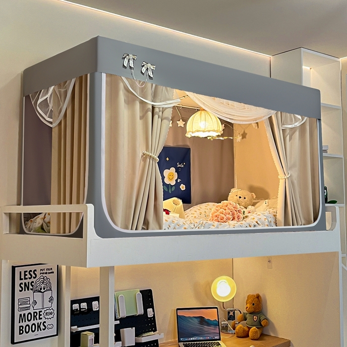 91家纺网 家纺一手货源 找家纺 飞轮海蚊帐2025新款加高全底棉麻花边蚊帐XZ-98  回底 全底 加高1.2 灰米