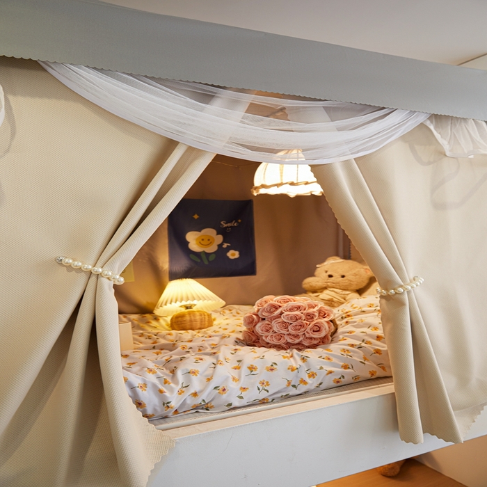 91家纺网 家纺一手货源 找家纺 飞轮海蚊帐2025新款加高全底棉麻花边蚊帐XZ-98  回底 全底 加高1.2 灰米