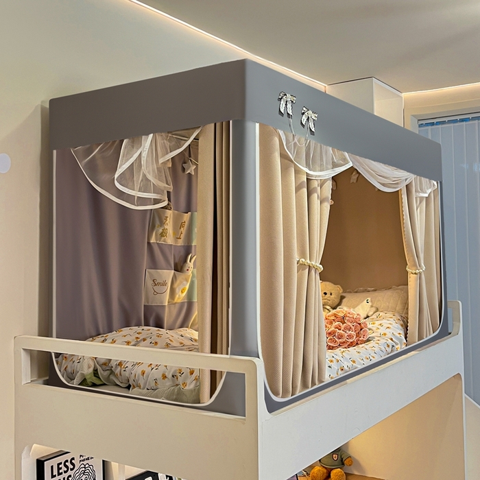 91家纺网 家纺一手货源 找家纺 飞轮海蚊帐2025新款加高全底棉麻花边蚊帐XZ-98  回底 全底 加高1.2 灰米