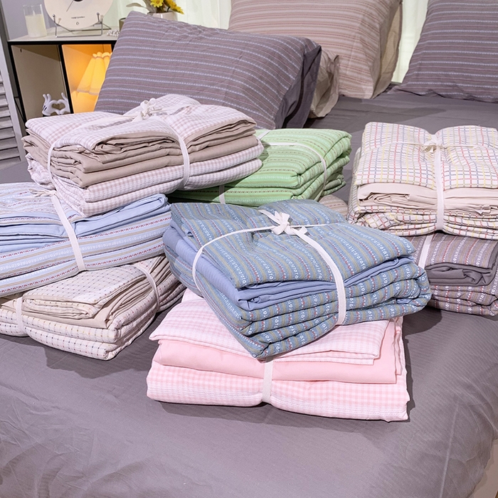 91家纺网 家纺一手货源 找家纺 全美家居 2025新款全棉纯棉色织提花水洗四件套 组合图仅供参考