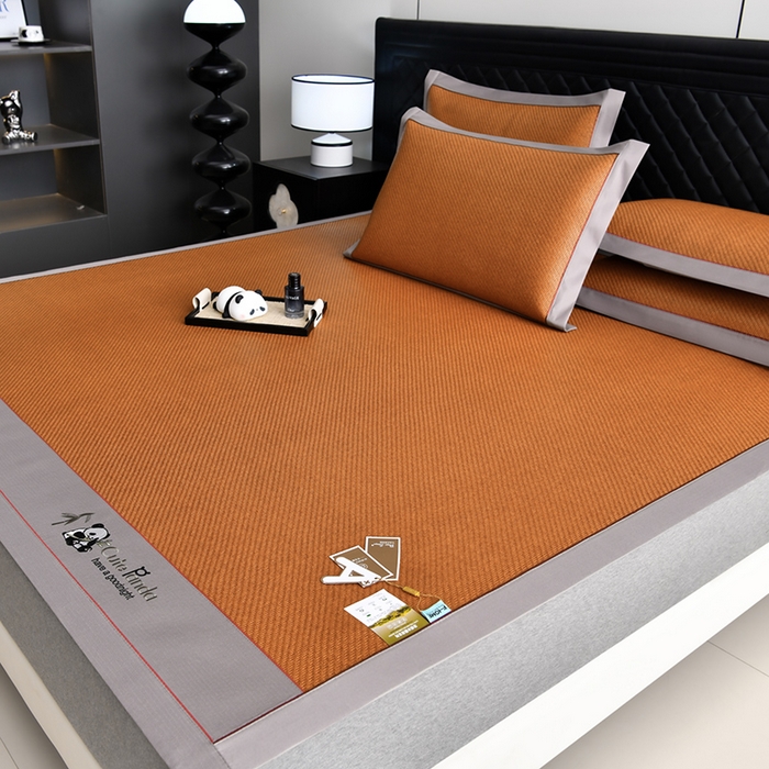 91家纺网 家纺一手货源 找家纺 （总）小牛席业 2025新款3D刺绣印尼藤凉席席子-熊猫刺绣款凉席藤席冰藤席冰丝席竹席乳胶席豆豆席