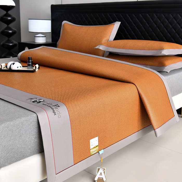 91家纺网 家纺一手货源 找家纺 （总）小牛席业 2025新款3D刺绣印尼藤凉席席子-熊猫刺绣款凉席藤席冰藤席冰丝席竹席乳胶席豆豆席