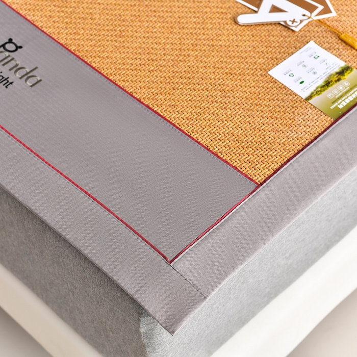 91家纺网 家纺一手货源 找家纺 小牛席业 2025新款3D刺绣印尼藤凉席席子-熊猫刺绣款 熊猫刺绣款-黄藤