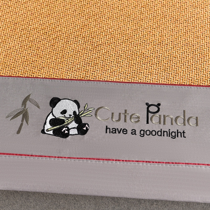 91家纺网 家纺一手货源 找家纺 小牛席业 2025新款3D刺绣印尼藤凉席席子-熊猫刺绣款 熊猫刺绣款-黄藤