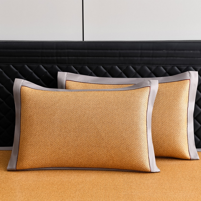 91家纺网 家纺一手货源 找家纺 小牛席业 2025新款3D刺绣印尼藤凉席席子-熊猫刺绣款 熊猫刺绣款-黄藤