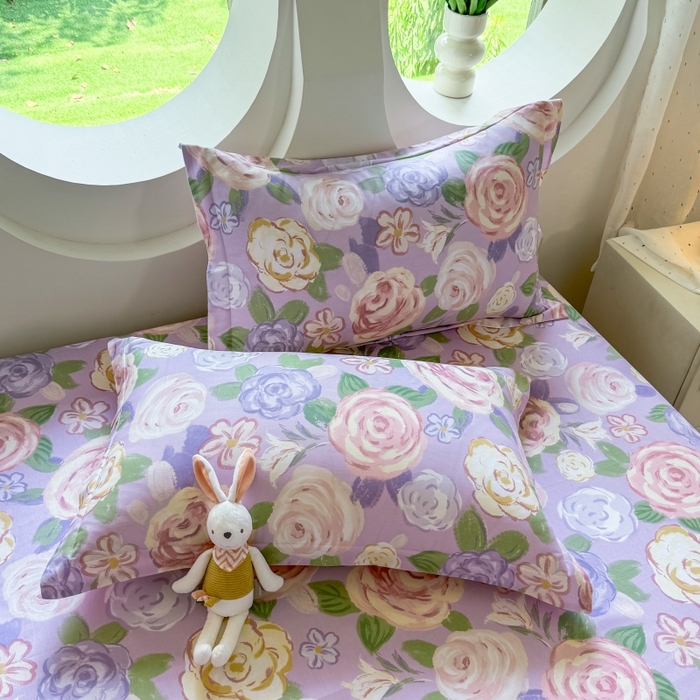 91家纺网 家纺一手货源 找家纺 壹贝家纺 2025新款小清新全棉纯棉印花系列-单枕套  国色天香