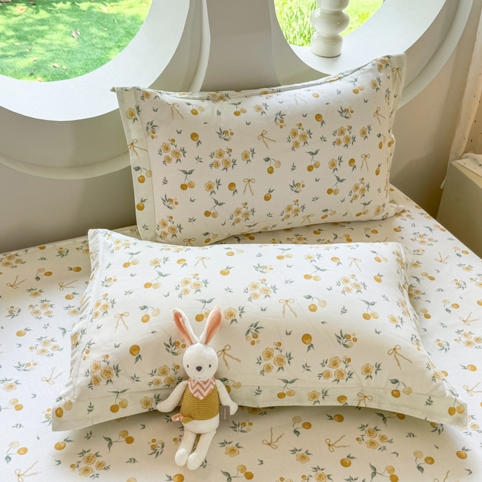 91家纺网 家纺一手货源 找家纺 壹贝家纺 2025新款小清新全棉纯棉印花系列-单枕套  如愿