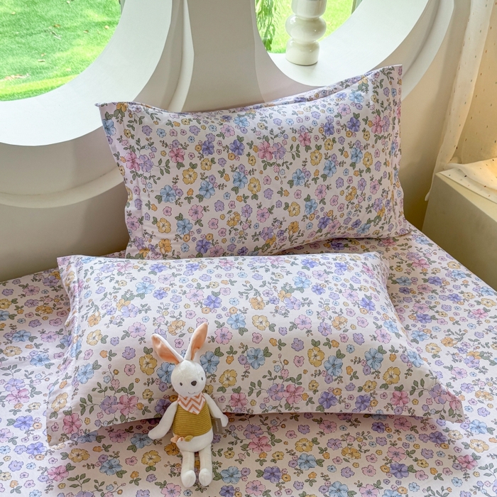 91家纺网 家纺一手货源 找家纺 壹贝家纺 2025新款小清新全棉纯棉印花系列-单枕套  小美满