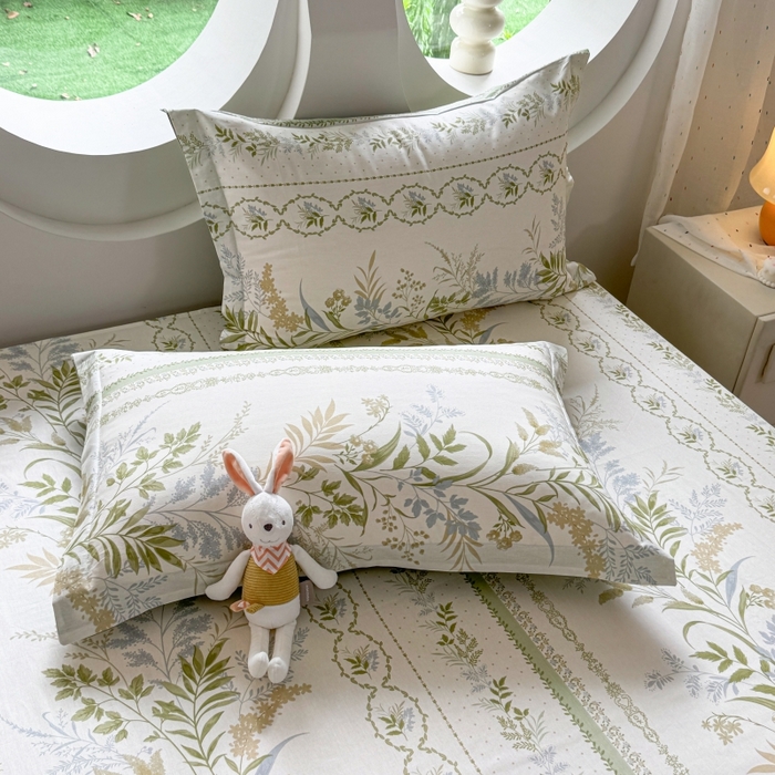 壹贝家纺 2025新款小清新全棉纯棉印花系列-单枕套  沐雅清风