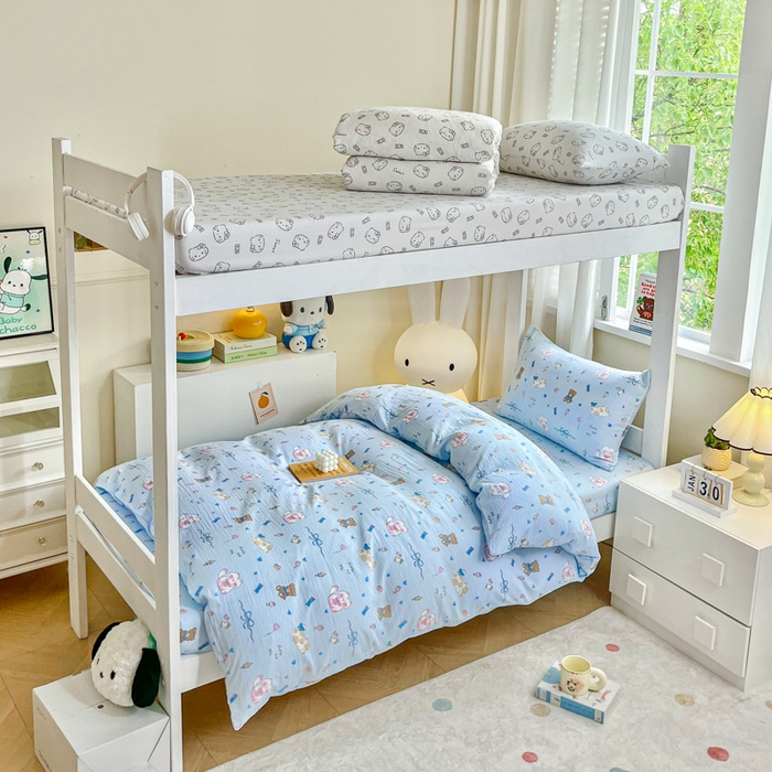 91家纺网 家纺一手货源 找家纺 （总）优米家纺 2025新款A类云感双层纱学生宿舍三件套上下铺三件套