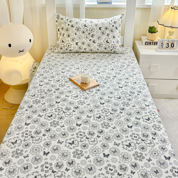 91家纺网 家纺一手货源 找家纺 优米家纺 2025新款A类云感双层纱学生宿舍三件套上下铺三件套 素影碟舞