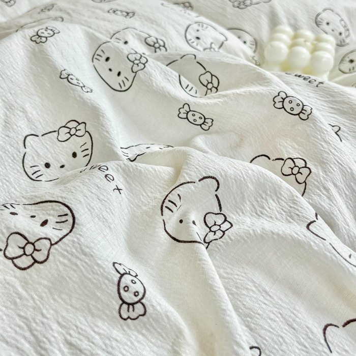 91家纺网 家纺一手货源 找家纺 优米家纺 2025新款A类云感双层纱学生宿舍三件套上下铺三件套 小奶猫