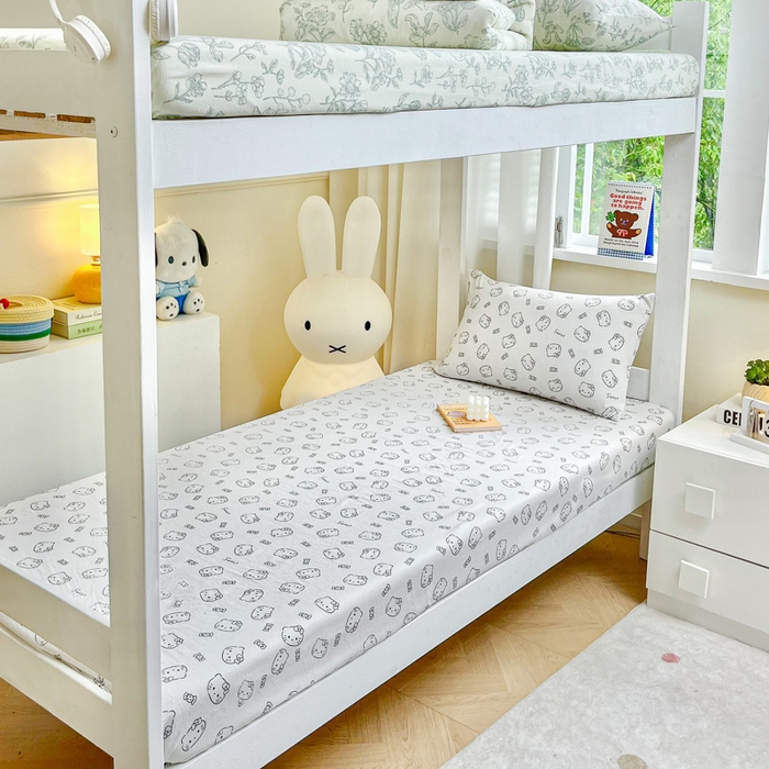 91家纺网 家纺一手货源 找家纺 优米家纺 2025新款A类云感双层纱学生宿舍三件套上下铺三件套 小奶猫