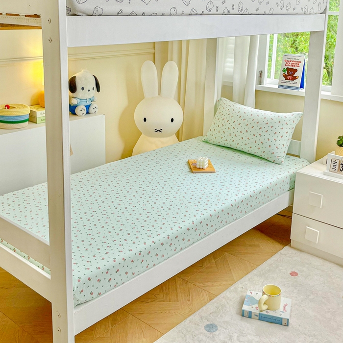 91家纺网 家纺一手货源 找家纺 优米家纺 2025新款A类云感双层纱学生宿舍三件套上下铺三件套 樱花睡梦