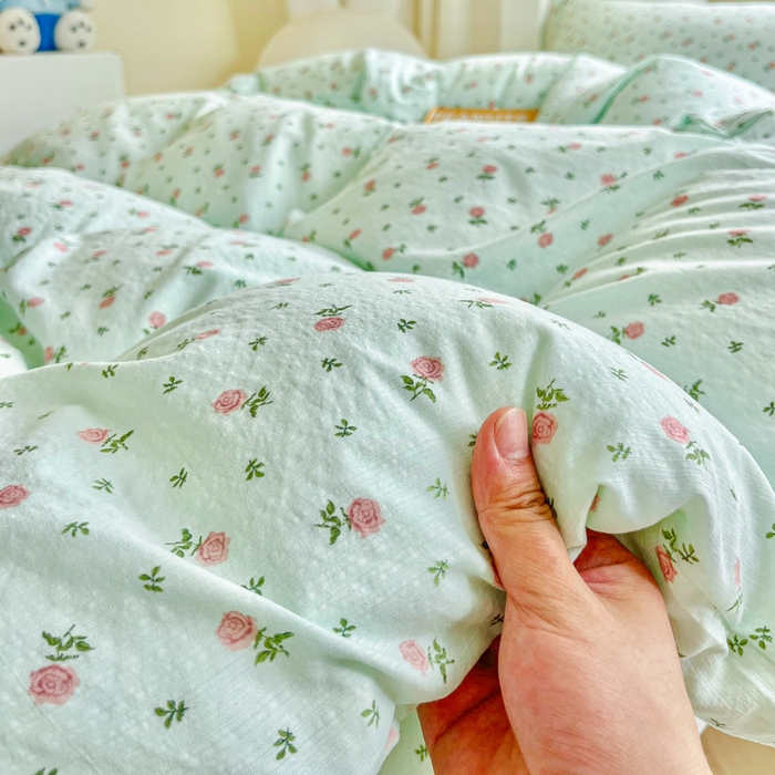 91家纺网 家纺一手货源 找家纺 优米家纺 2025新款A类云感双层纱学生宿舍三件套上下铺三件套 樱花睡梦