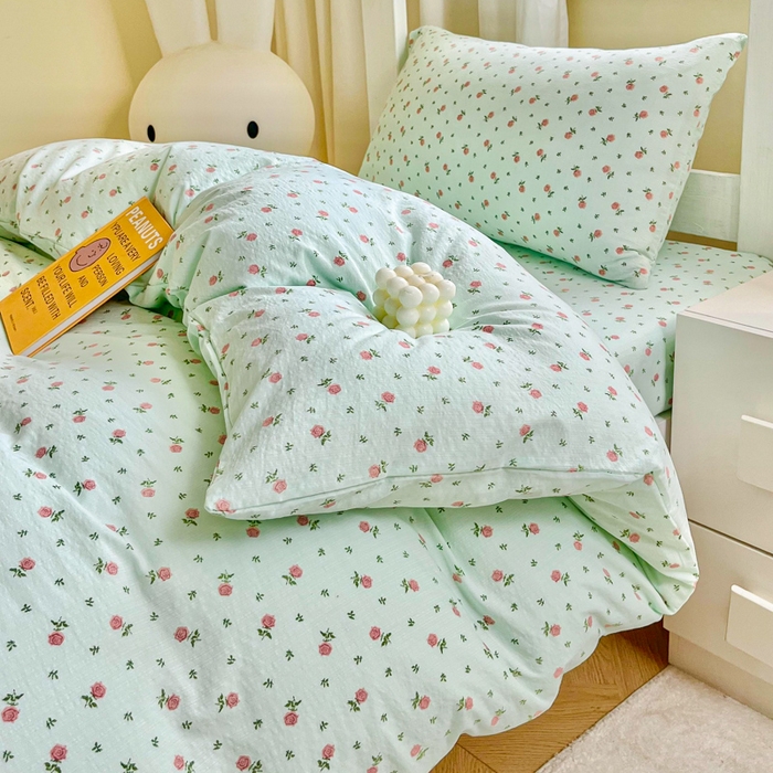 91家纺网 家纺一手货源 找家纺 优米家纺 2025新款A类云感双层纱学生宿舍三件套上下铺三件套 樱花睡梦