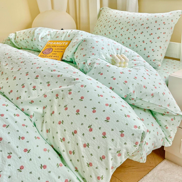 91家纺网 家纺一手货源 找家纺 优米家纺 2025新款A类云感双层纱学生宿舍三件套上下铺三件套 樱花睡梦