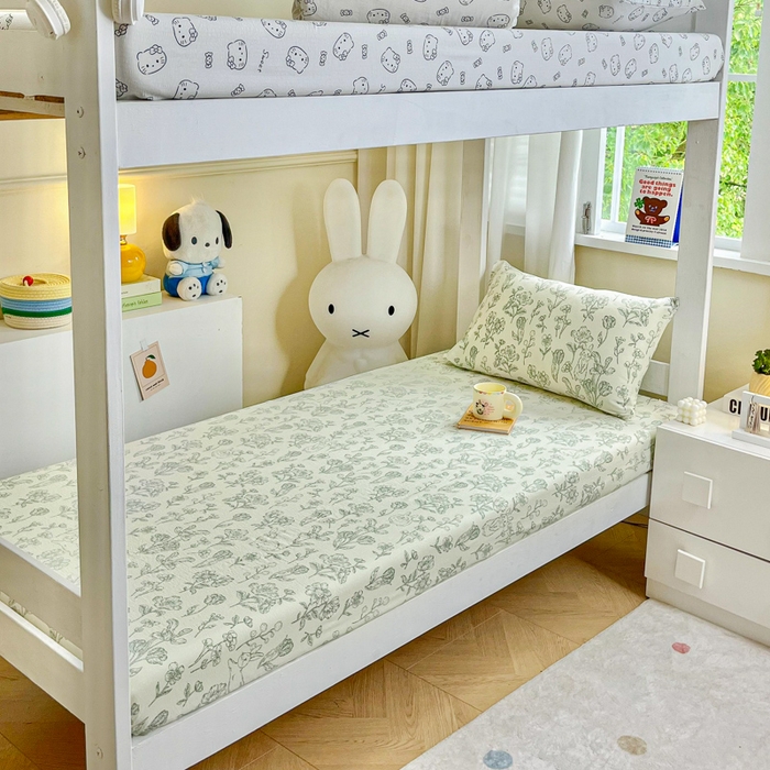 91家纺网 家纺一手货源 找家纺 优米家纺 2025新款A类云感双层纱学生宿舍三件套上下铺三件套 玉绣花园