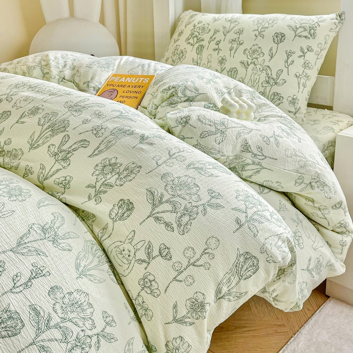 91家纺网 家纺一手货源 找家纺 优米家纺 2025新款A类云感双层纱学生宿舍三件套上下铺三件套 玉绣花园