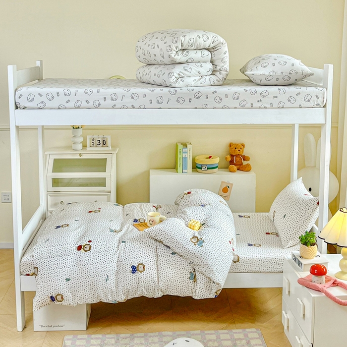 91家纺网 家纺一手货源 找家纺 （总）优米家纺 2025新款A类云感双层纱学生宿舍三件套上下铺三件套