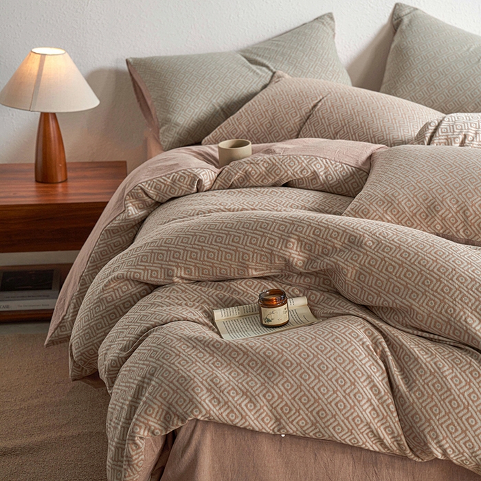 91家纺网 家纺一手货源 找家纺 （总）三朵家纺 2025新款全棉纯棉水洗棉色织提花四件套