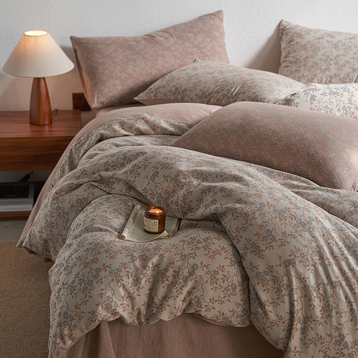 91家纺网 家纺一手货源 找家纺 （总）三朵家纺 2025新款全棉纯棉水洗棉色织提花四件套