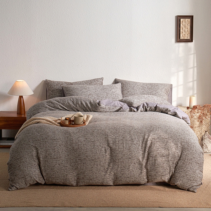 91家纺网 家纺一手货源 找家纺 三朵家纺 2025新款全棉纯棉水洗棉色织提花四件套 疏影