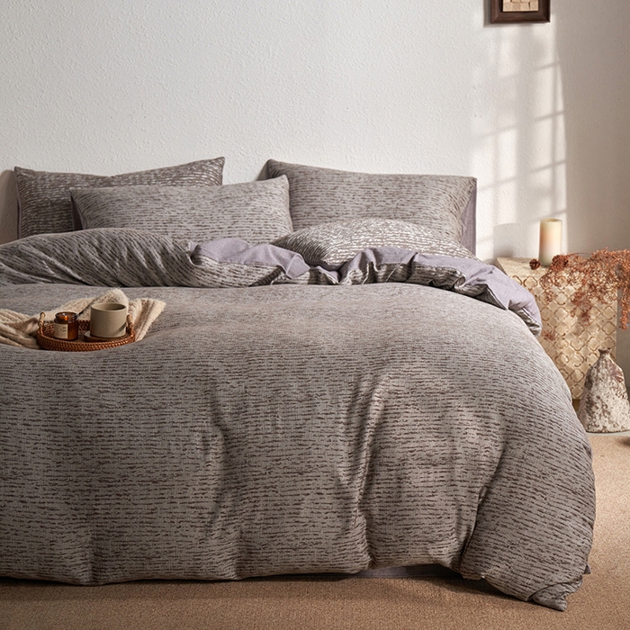 91家纺网 家纺一手货源 找家纺 三朵家纺 2025新款全棉纯棉水洗棉色织提花四件套 疏影