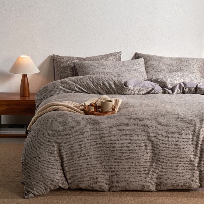 91家纺网 家纺一手货源 找家纺 三朵家纺 2025新款全棉纯棉水洗棉色织提花四件套 疏影