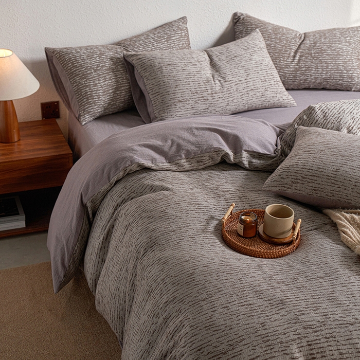 91家纺网 家纺一手货源 找家纺 三朵家纺 2025新款全棉纯棉水洗棉色织提花四件套 疏影